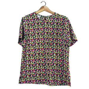 Vintage Multicolored Short Sleeve Joan Leslie Blouse 10